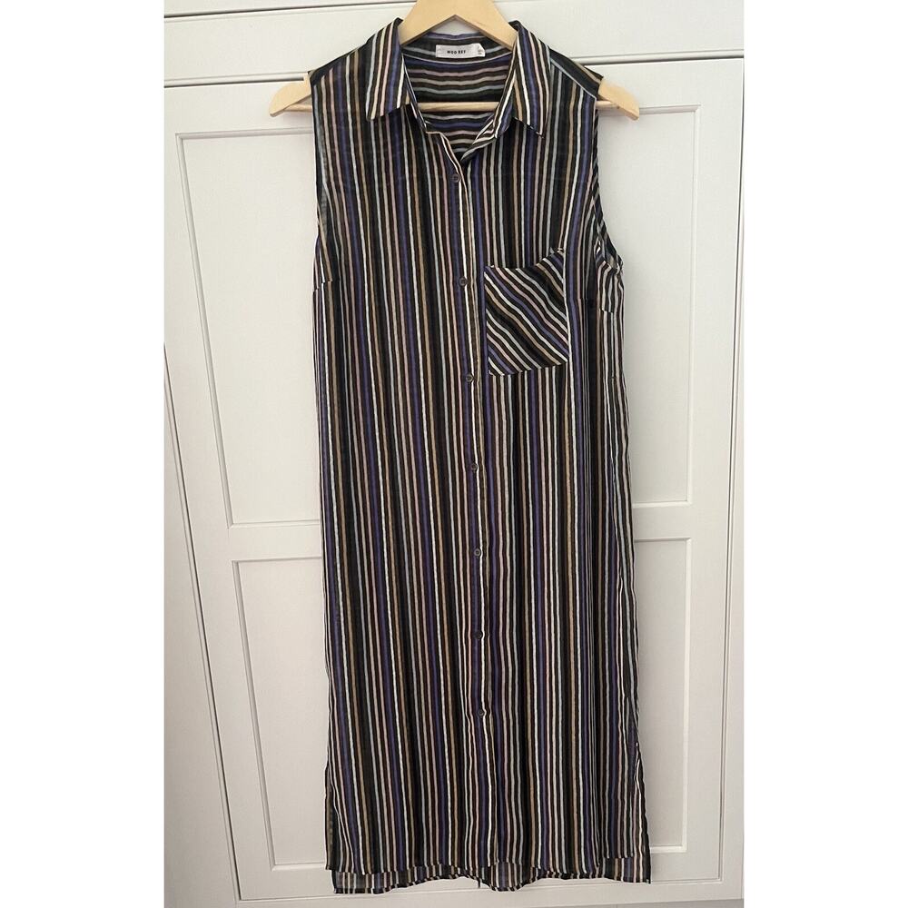 Mod Ref striped maxi shirt dress size M with belt